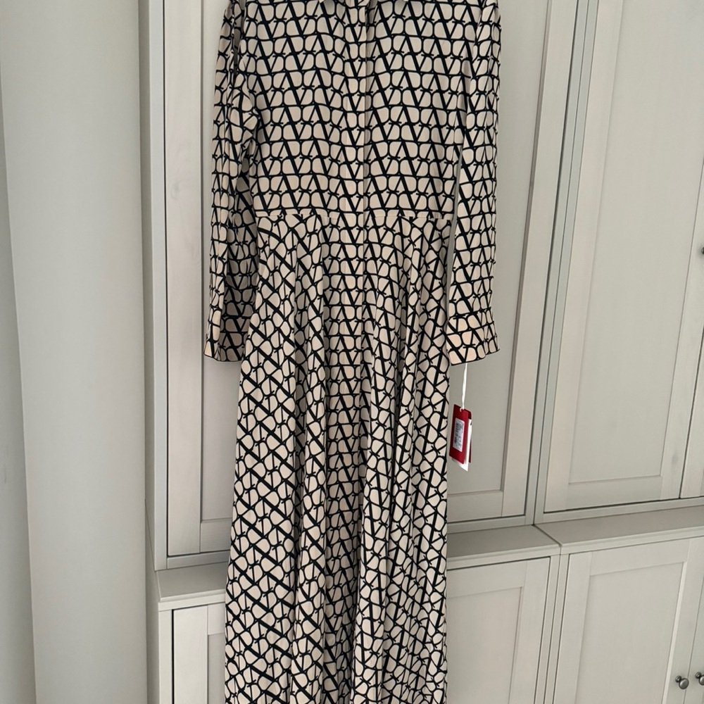 Valentino Brown and White Bell Sleeve Sundress - Picture 2 of 4